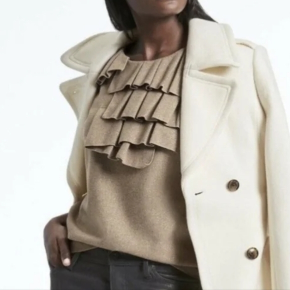 Banana Republic Tops - NWT Banana Republic Metallic Gold & Tan Wool Blend Pleated Top Size Small